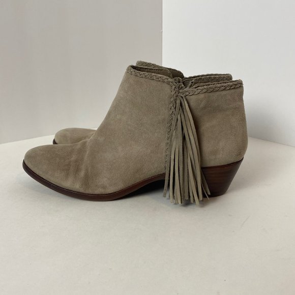 SAM EDELMAN Paige Suede Leather Fringe Ankle Booties with Braid Detail S… - Picture 8 of 14